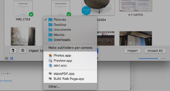 options d'importation de capture d'image mac