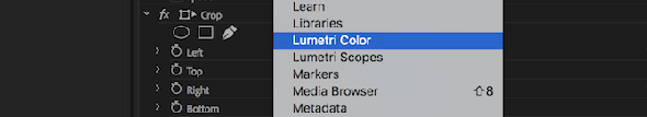 Option de menu Lumetri Color