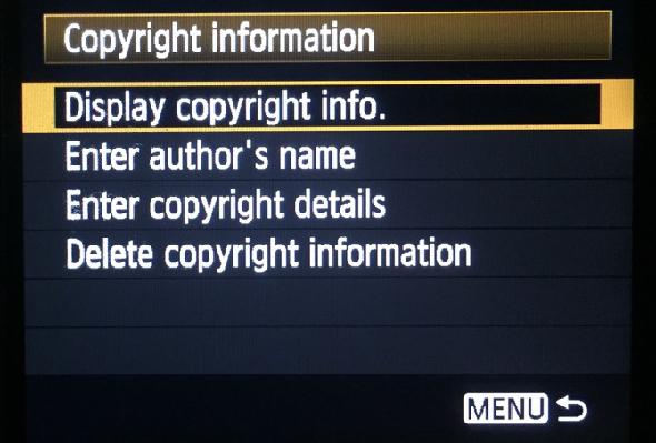 Paramètres de copyright