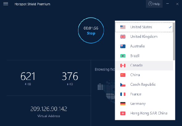Hotspot Shielf fournit des serveurs VPN dans 25 pays