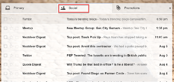 Gmail's Social and Promotions tab