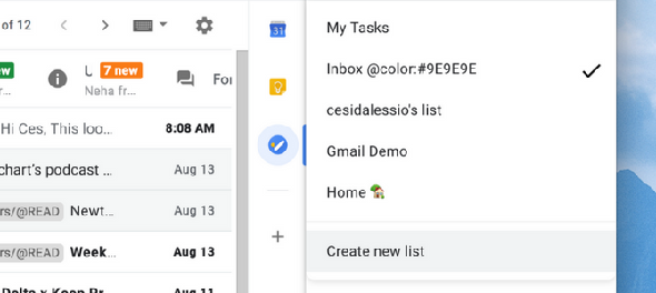 Créer une nouvelle liste de tâches Google Tasks