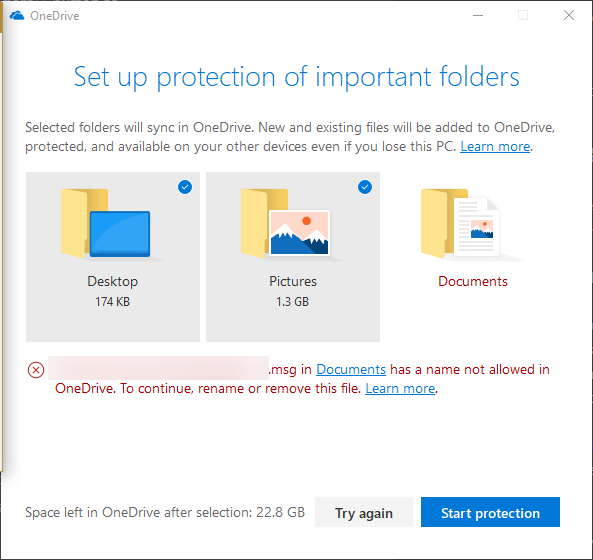 Protection des dossiers OneDrive