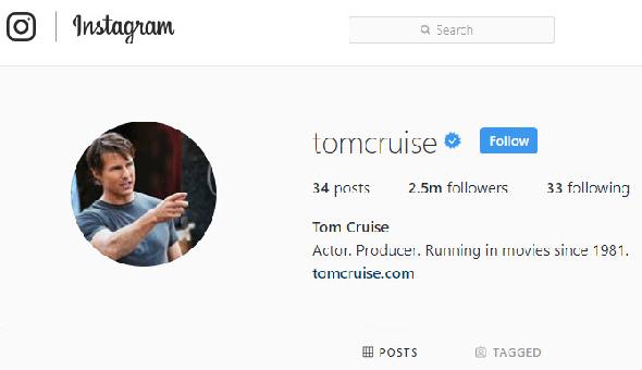 Tom Cruise Vérifié Instagram