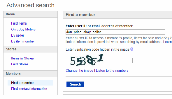 Rechercher un utilisateur sur eBay