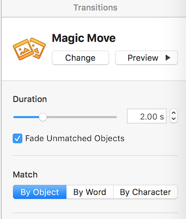 Keynote pour Mac Magic Move Option