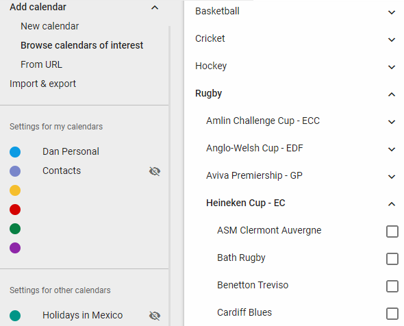 Comment télécharger des rencontres sportives pour Google Agenda google calendar équipes sportives