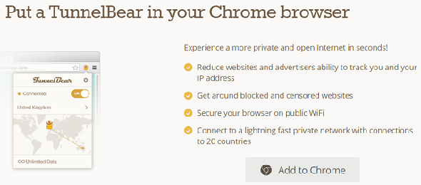 TunnelBear est une bonne option pour le navigateur Chrome