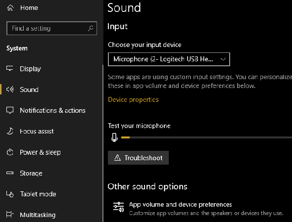 Options Windows Sound Mic