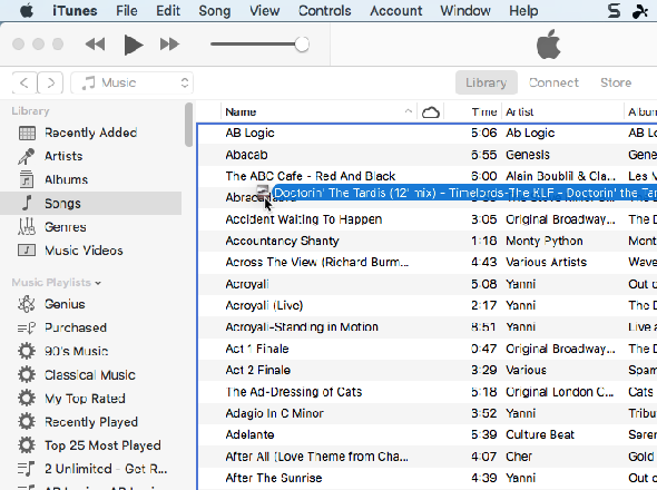 Appuyez sur Alt / Option et faites glisser un fichier audio dans iTunes sur Mac.