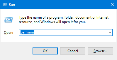 Commande Windows 10 Run pour perfmon