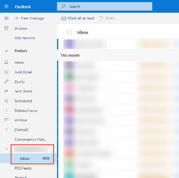 Email du compte POP dans Outlook.com