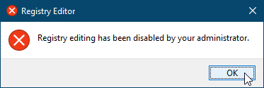 La modification du registre a été désactivée par votre message d'administrateur dans Windows 10
