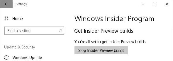 Windows 10 Arrêter les versions de prévisualisation d'initiés