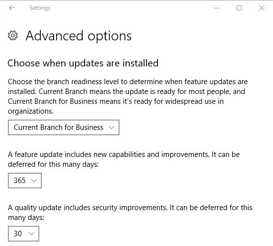 Windows 10 Différer les mises à jour
