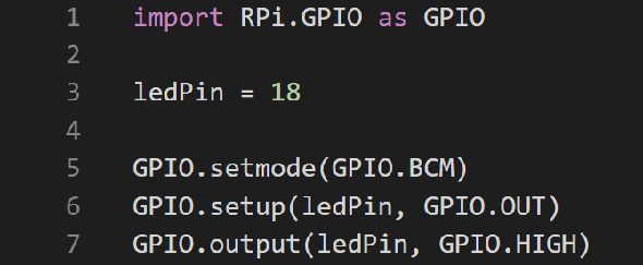 Code à configurer et voyant à afficher à l'aide de la bibliothèque RPi.GPIO