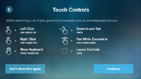 Commandes tactiles Steam Link