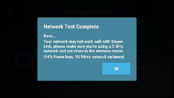 Résultats des tests du réseau Steam Link