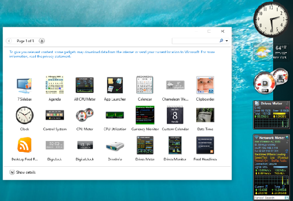 Obtenir des gadgets de bureau dans Windows 10 avec 8GadgetPack