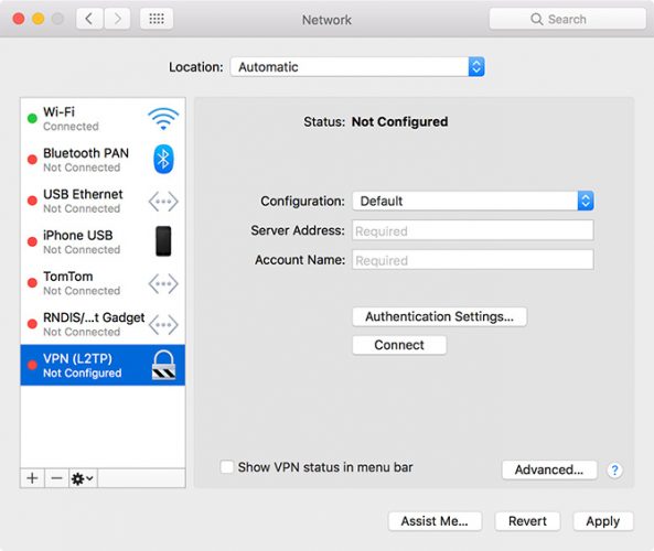 Configuration MacOS VPN