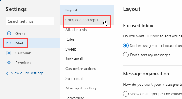 Cliquez sur Envoyer la composition et répondre dans Outlook dans Office 365.