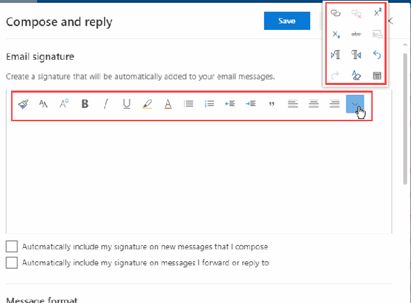 Formater une signature dans Outlook dans Office 365