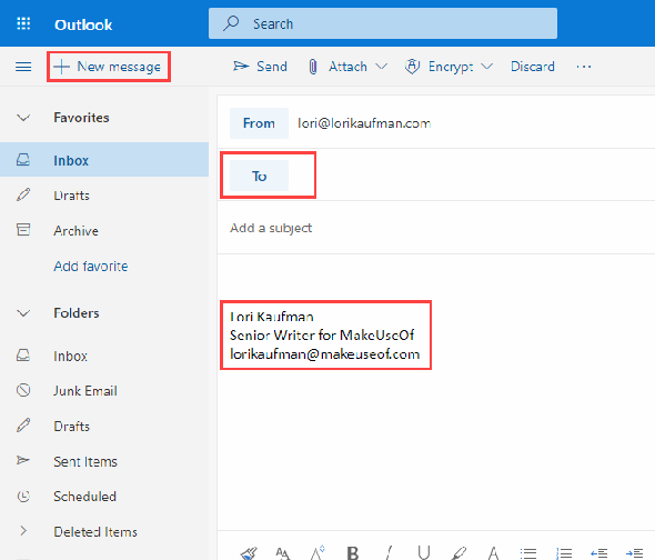 Signature insérée automatiquement dans un nouveau courrier électronique dans Outlook dans Office 365