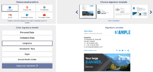 Créez une signature électronique personnalisable gratuite avec Mail Signatures