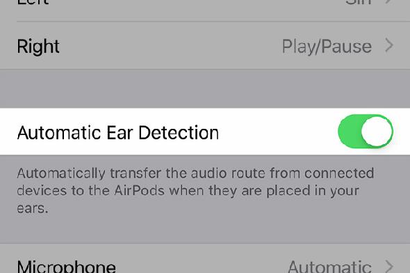 Détection d'oreille automatique AirPods