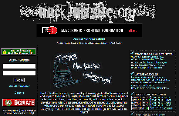 hackthissite page principale