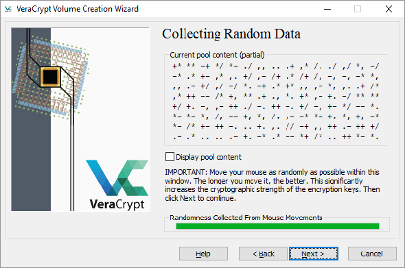 VeraCrypt Encryption Collecte des données aléatoires