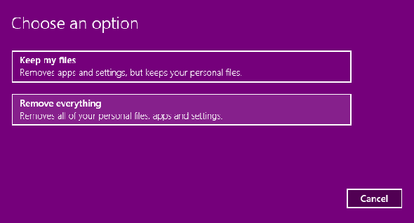 Choisissez comment réinitialiser Windows 10