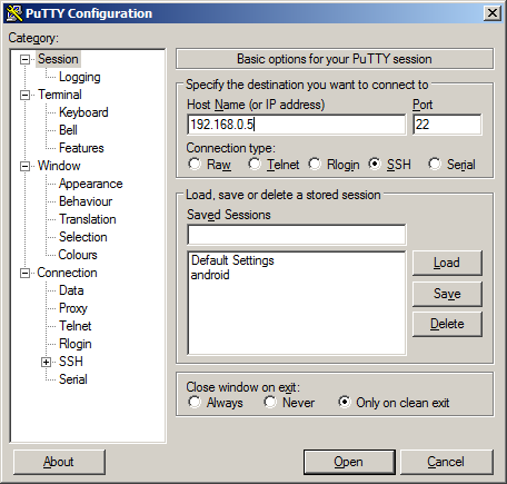 PuTTY active les connexions SSH sous Windows