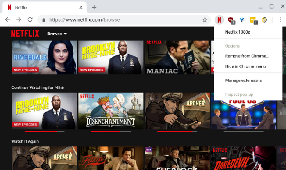 L'extension Netflix 1080p vous permet de diffuser Netflix en Full HD 1080p sur Chrome