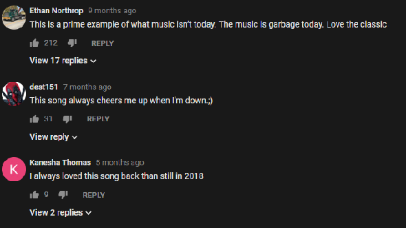 Commentaire sur la musique moderne sur YouTube