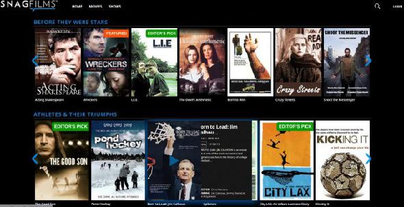 SnagFilms catégories de films en streaming