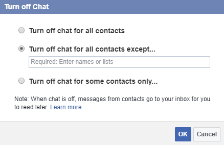chat facebook désactiver