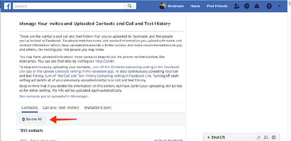 Facebook Supprimer les contacts, les journaux d'appels
