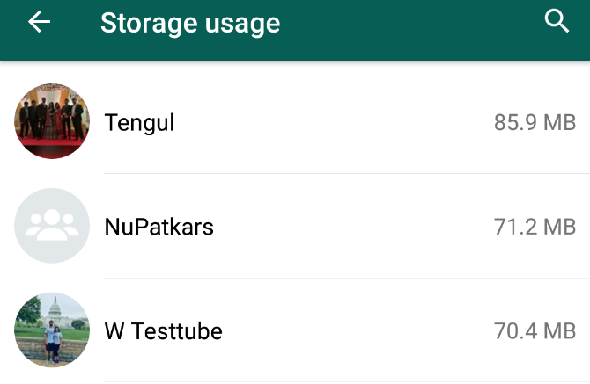 espace de stockage WhatsApp