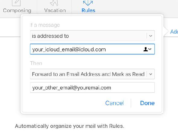 iCloud Mail Forwarding