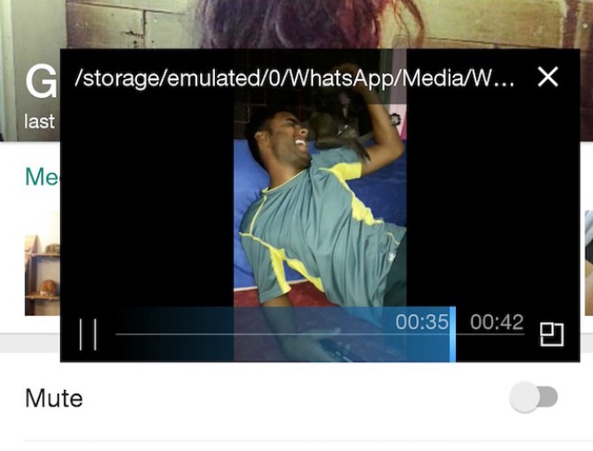 WhatsApp vidéo popout zoom