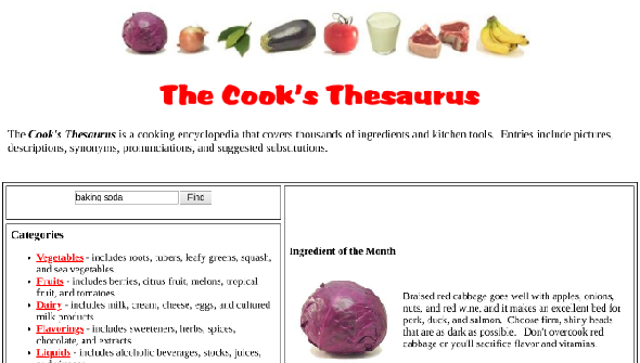 le cuisinier's thesaurus suggests food substitutes