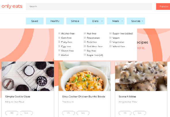 Only Eats a le web's most popular recipes right now, with nutritional information