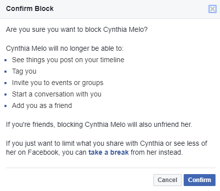 bloquer quelqu'un sur facebook