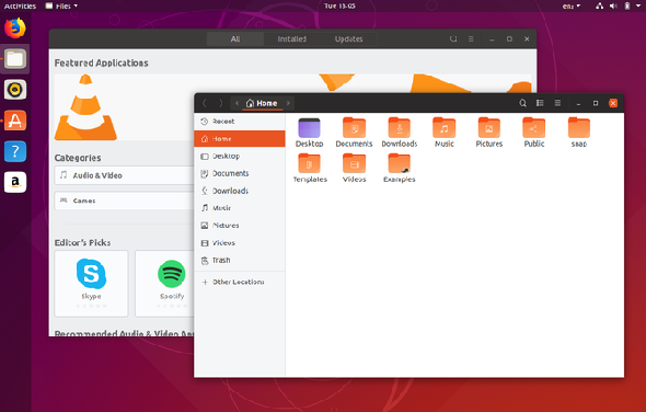 Bureau Ubuntu 18.10 avec un nouveau thème