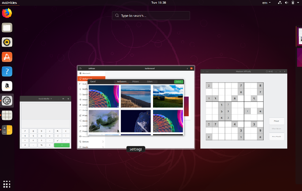 Bureau Ubuntu affichant la vue d'ensemble des activités
