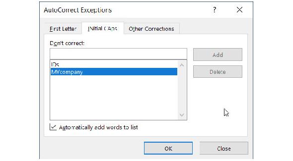 Exceptions de correction automatique Windows
