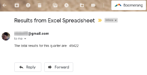 excel email reçu