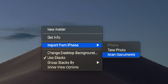 Document d'importation Mac depuis l'iPhone