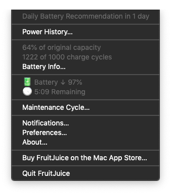 FruitJuice Battery App Mac